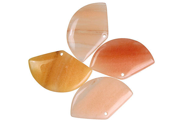 Peach Aventurine Fan Pendant, 25x40mm, 1 Piece, Pendant for Jewelry Making
