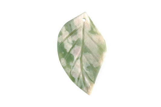 Peace Stone Twisted Leaf Pendant, 25x45mm, 1 Piece, Pendant for Jewelry Making