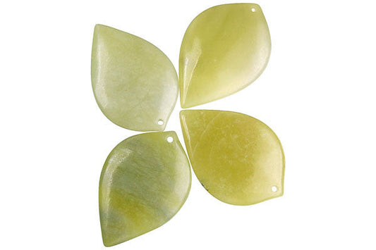 Olive "jade" Heart Leaf Pendant, 30x45mm, 1 Piece, Pendant for Jewelry Making