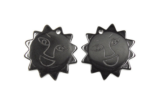 Hematite Sun Pendant, 22x22mm, 2 Pieces, Jewelry Making Supplies