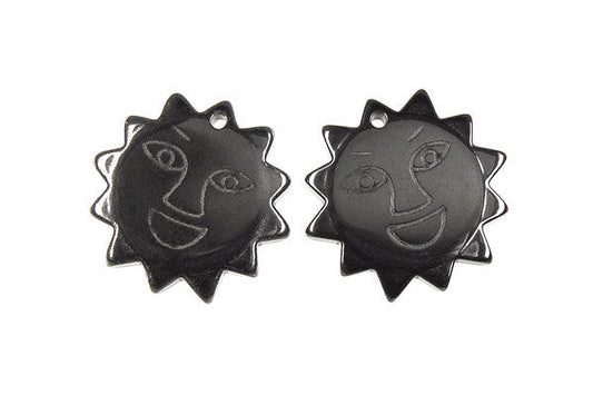 Hematite Sun Pendant, 22x22mm, 2 Pieces, Pendant for Jewelry Making