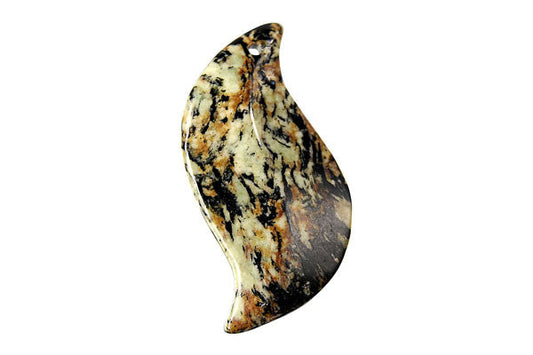 Fireworks Jasper Leaf Pendant, 25x45mm, 1 Piece, Pendant for Jewelry Making