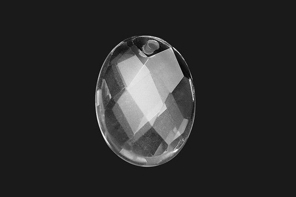 Rock Crystal Flat Oval Faceted Pendant, 18x25mm, 1 Piece, Pendant for Jewelry Making