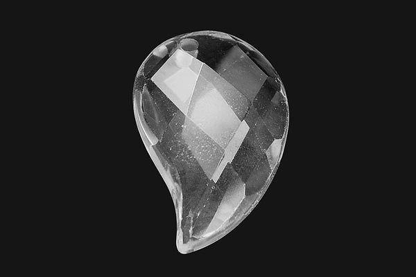 Rock Crystal Comma Faceted Pendant, 20x30mm, 1 Piece, Pendant for Jewelry Making