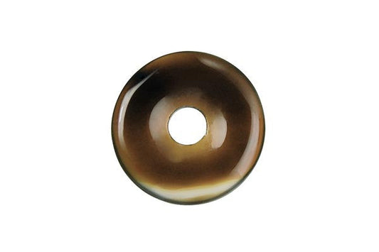 Black Onyx Two Tone Donut Pendant, 25mm, 1 Piece, Pendant for Jewelry Making