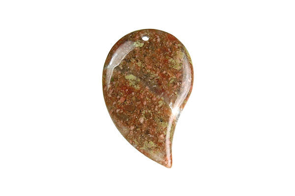 Unakite Comma Pendant, 25x40mm, 1 Piece, Jewelry Making Supplies
