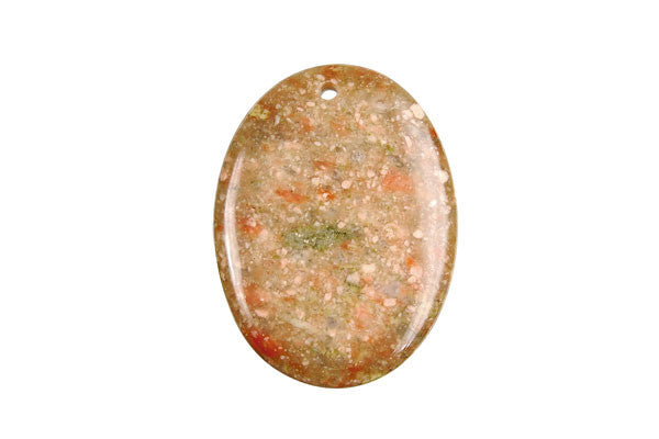 Unakite Flat Oval Pendant, 30x40mm, 1 Piece, Jewelry Making Supplies