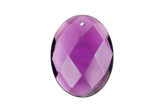 Amethyst Quartz Flat Oval Faceted Pendant, 30x40mm, 1 Piece, Pendant for Jewelry Making