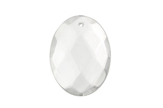 Clear Quartz Flat Oval Faceted Pendant, 30x40mm, 1 Piece, Pendant for Jewelry Making