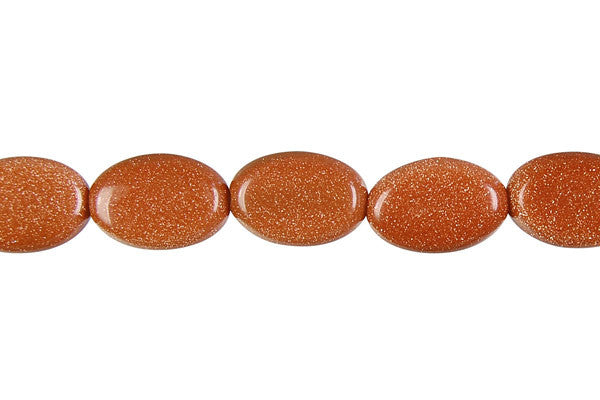 Gold Stone Flat Oval Beads