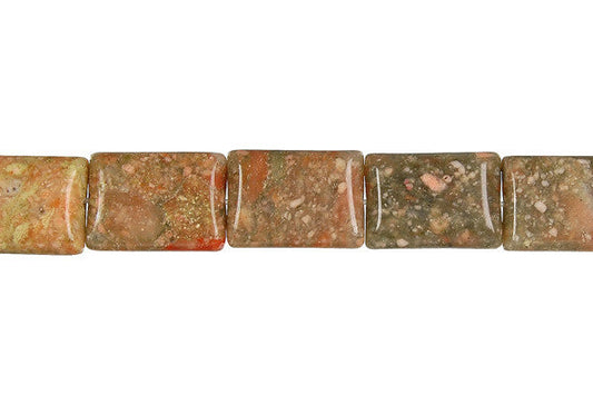 Unakite Flat Rectangle Beads