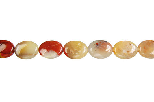 Oregon Picture Jasper Flat Oval Beads, 16-Inch Strand, Beads for Jewelry Making