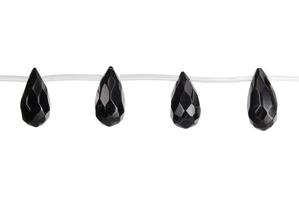 Black Onyx (AAA) Faceted Thin Briolette Beads