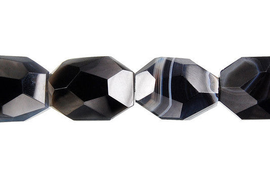 Sardonyx (Black) Super Faceted Nugget Beads
