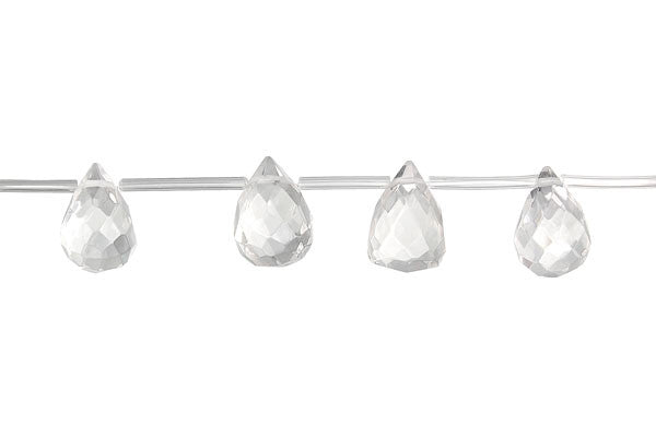 Clear Quartz (Rock Crystal) Briolette Faceted Beads, 16-Inch Strand, Jewelry Making Supplies