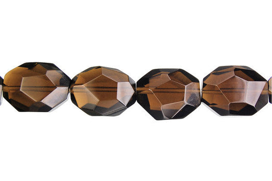 Smoky Quartz Glass Super Nugget Faceted Beads, 16-Inch Strand, Jewelry Making Supplies