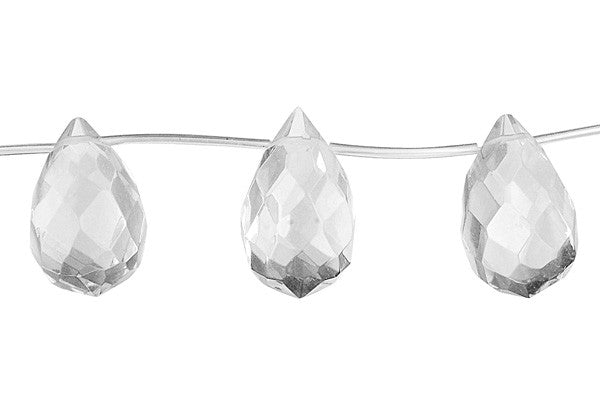 Clear Quartz Briolette Faceted Beads, 8-Inch Strand, Beads for Jewelry Making