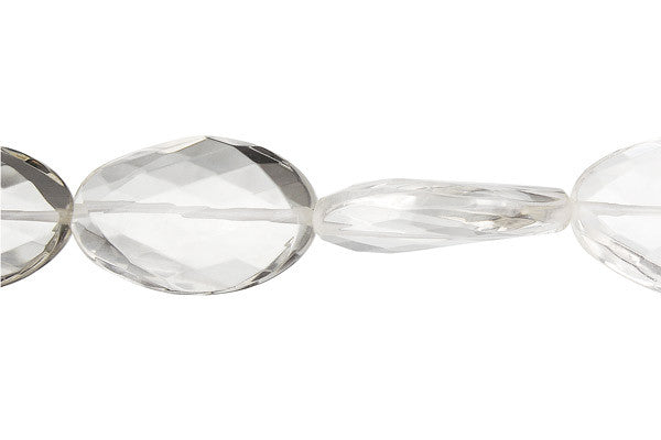 Clear Quartz Twisted Flat Oval Faceted Beads, 16-Inch Strand, Beads for Jewelry Making
