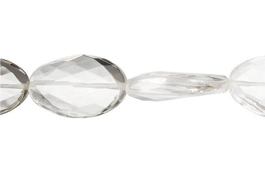 Clear Quartz Twisted Flat Oval Faceted Beads, 16-Inch Strand, Beads for Jewelry Making