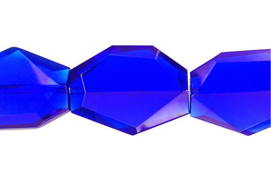 Royal Blue Quartz Glass Slab Faceted Beads, 16-Inch Strand, Jewelry Making Supplies