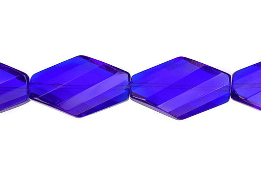 Royal Blue Quartz Glass Twisted Diamond Beads, 16-Inch Strand, Jewelry Making Supplies