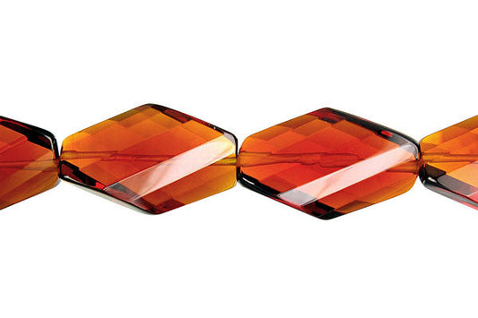 Amber Quartz Twisted Diamond Beads, 16-Inch Strand, Beads for Jewelry Making