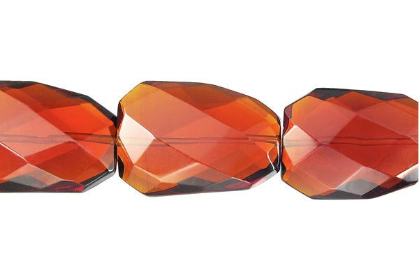 Amber Quartz Glass Twisted Flat Slab Faceted Beads, 16-Inch Strand, Jewelry Making Supplies