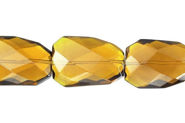 Champagne Quartz Twisted Flat Slab Faceted Beads, 16-Inch Strand, Beads for Jewelry Making