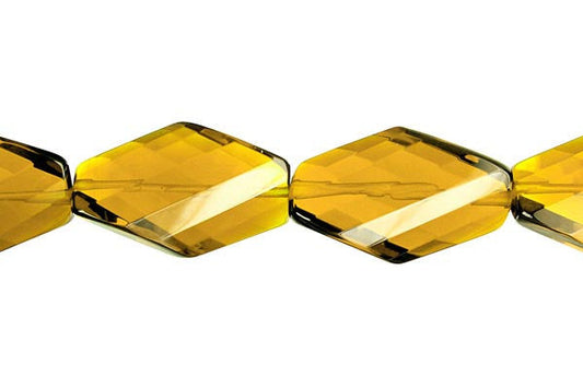 Champagne Quartz Twisted Diamond Beads, 16-Inch Strand, Beads for Jewelry Making