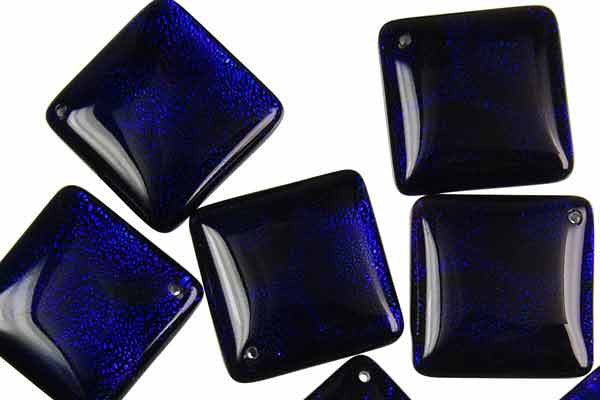 Blue Dichroic Glass Diamond Pendant 30mm for jewelry making by GemDIY