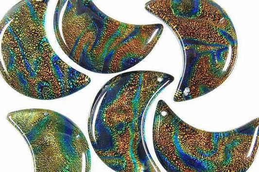 Pendant Dichroic Glass Moon Gold (04)