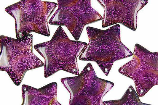 Dichroic Glass Star Purple Pendant, 30x30mm, 1 Piece, Pendant for Jewelry Making