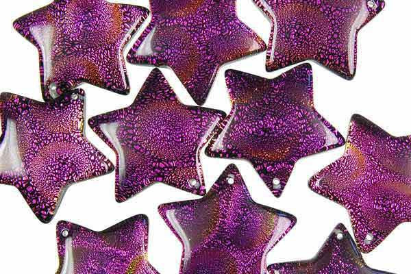 Purple Dichroic Glass Star Pendant 30mm for jewelry making by GemDIY