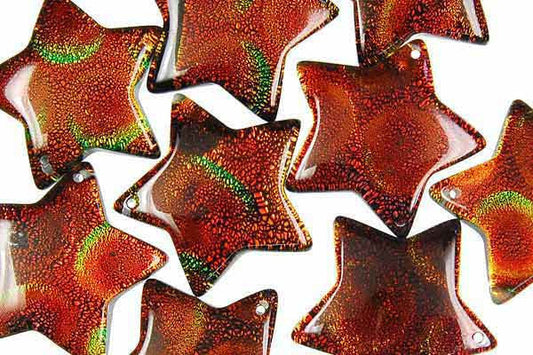 Dichroic Glass Star Copper Pendant, 30x30mm, 1 Piece, Pendant for Jewelry Making