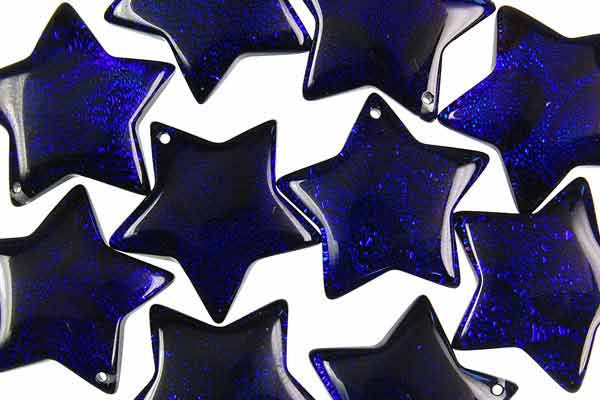 Blue Dichroic Glass Star Pendant 30mm for jewelry making by GemDIY