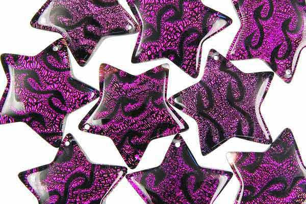 Purple Dichroic Glass Star Pendant 30mm for jewelry making by GemDIY