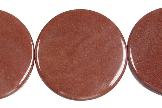 Chocolate Aventurine Coin Pendant, 35x35mm, 1 Piece, Pendant for Jewelry Making