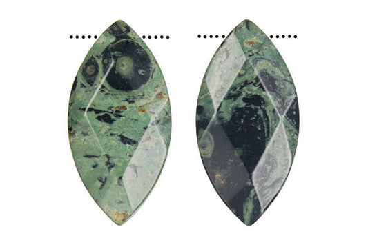 Kambaba Jasper Marquise Faceted Pendant, 20x40mm, 1 Piece, Pendant for Jewelry Making