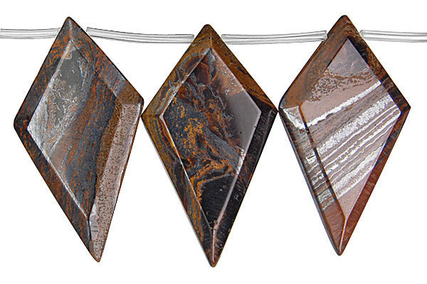 Tiger Iron Diamond Briolette Pendant, 26x46mm, 1 Piece, Jewelry Making Supplies