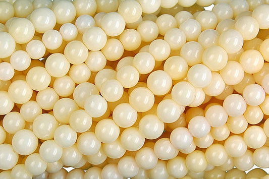 Coral White Round Beads, 16-Inch Strand, Beads for Jewelry Making