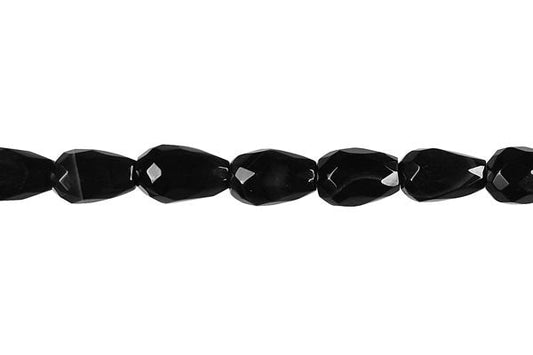 Black Onyx Briolette Faceted Beads, 16-Inch Strand, Beads for Jewelry Making