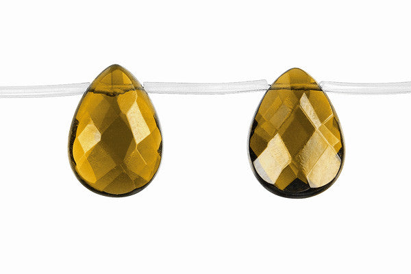 Champagne Quartz Flat Briolette Faceted Beads, 8-Inch Strand, Beads for Jewelry Making