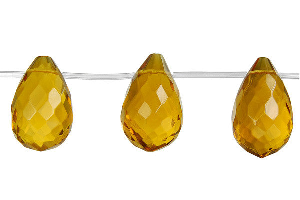 Champagne Quartz Briolette Faceted Beads, 8-Inch Strand, Beads for Jewelry Making