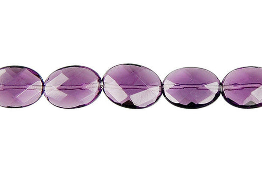 Amethyst Quartz Flat Oval Faceted Beads, 16-Inch Strand, Beads for Jewelry Making