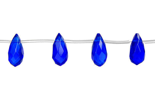 Royal Blue Quartz Faceted Thin Briolette