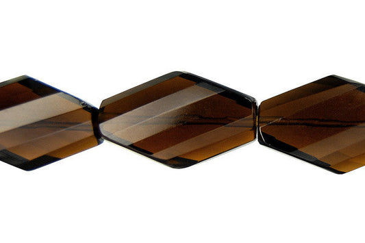 Smoky Quartz Glass Twisted Diamond Beads, 16-Inch Strand, Jewelry Making Supplies