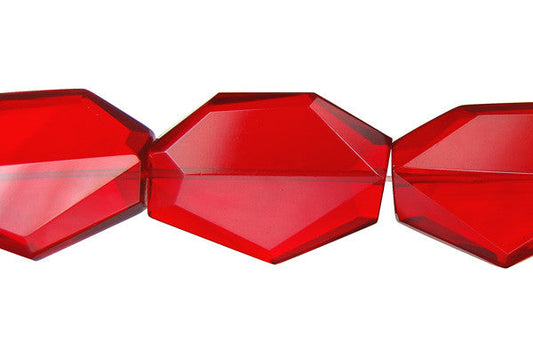 Ruby Quartz Glass Slab Faceted Beads, 16-Inch Strand, Jewelry Making Supplies