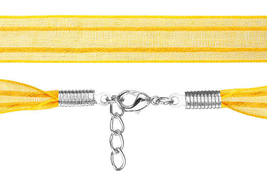 Organza Ribbon Necklace with 2 Waxed Cord, Orange