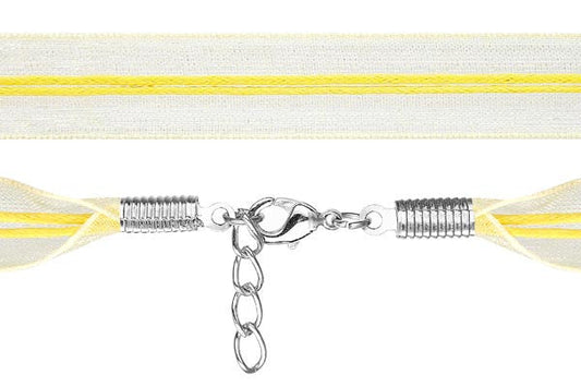 Organza Ribbon Necklace with 2 Waxed Cord, Yellow