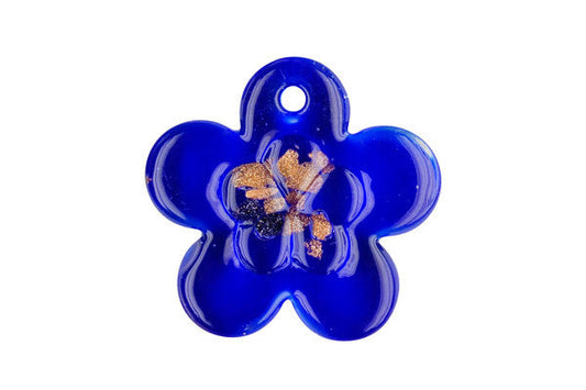 Murano Foil Glass Flower Style A Pendant, 40x40mm, 1 Piece, Pendant for Jewelry Making